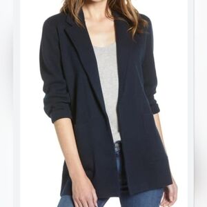 J CREW Sophie Long Open Sweater Blazer Women's S Navy Cotton Wool Stretch